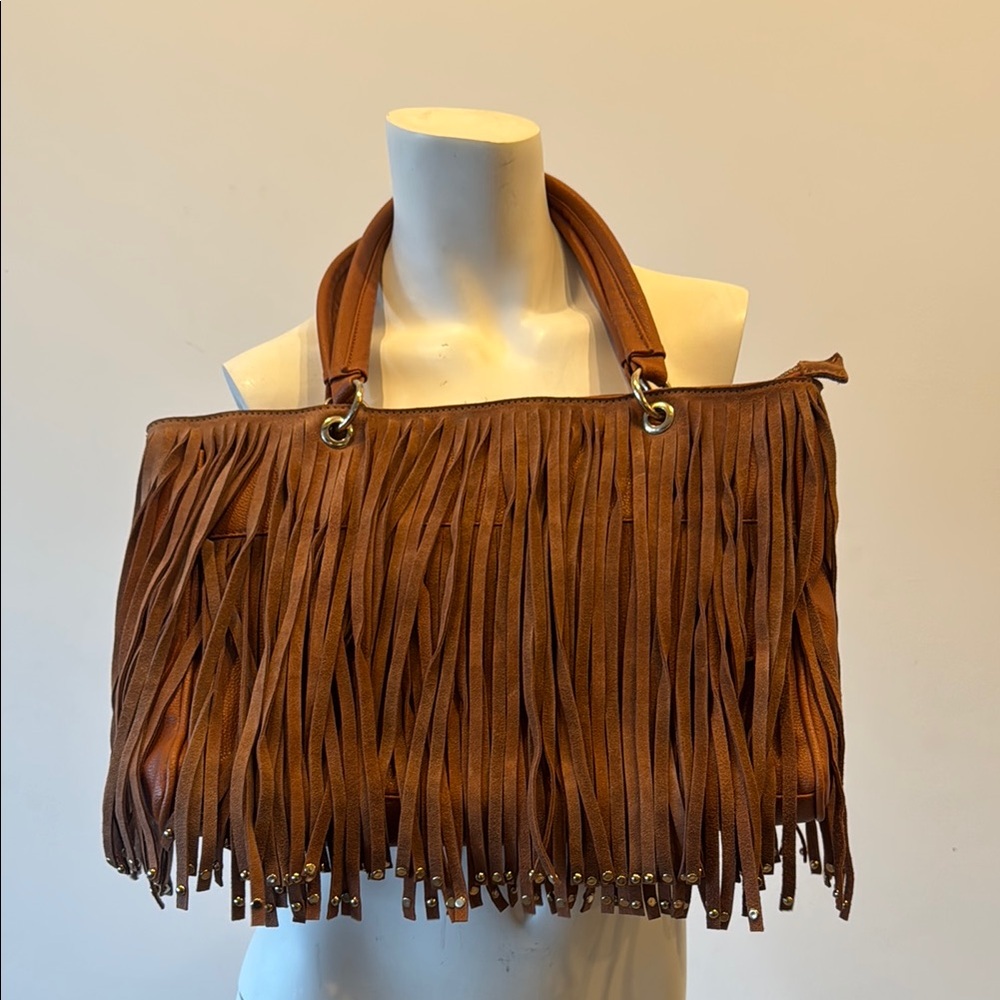 Fringe Brown Leather Bag